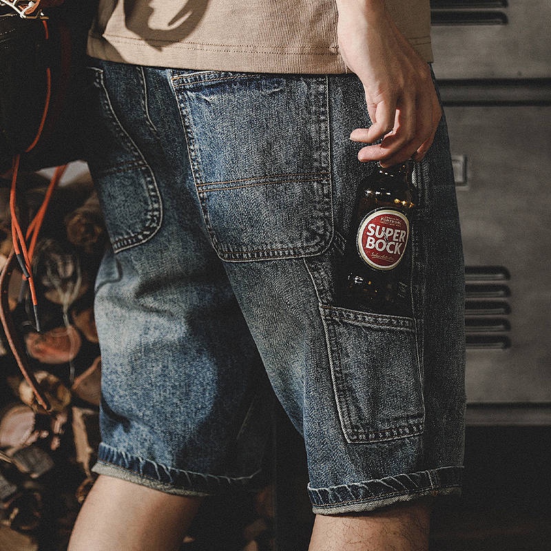 American Retro Heavy Cargo Shorts Men's Summer Loose Straight 2023 New Do the Old Cowboy Fifth Pants Men sdc4