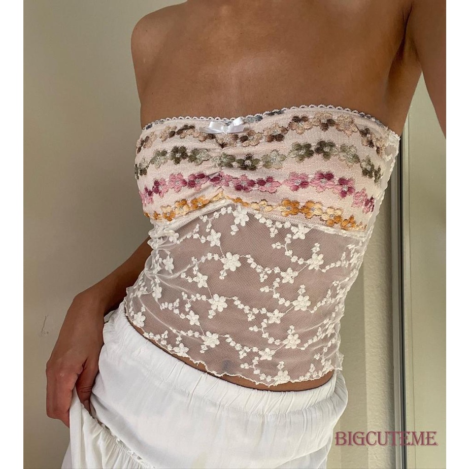 [] Áo Ống Phối Ren Hoa Cho Nữ