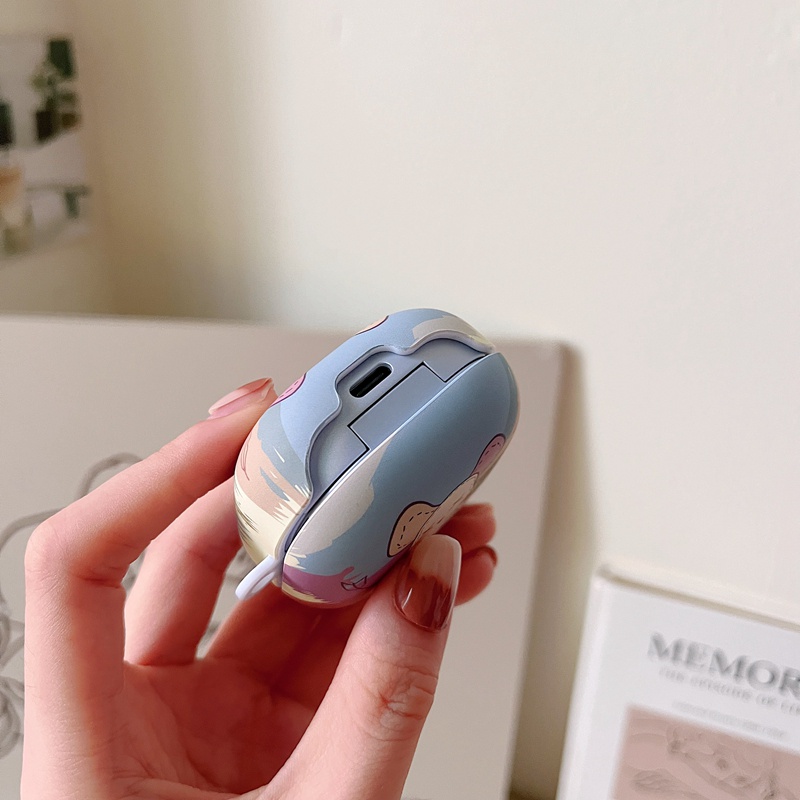 Vỏ bảo vệ hộp sạc tai nghe PC cứng họa tiết chú gấu dễ thương có móc treo cho Samsung Galaxy Buds 2 Pro