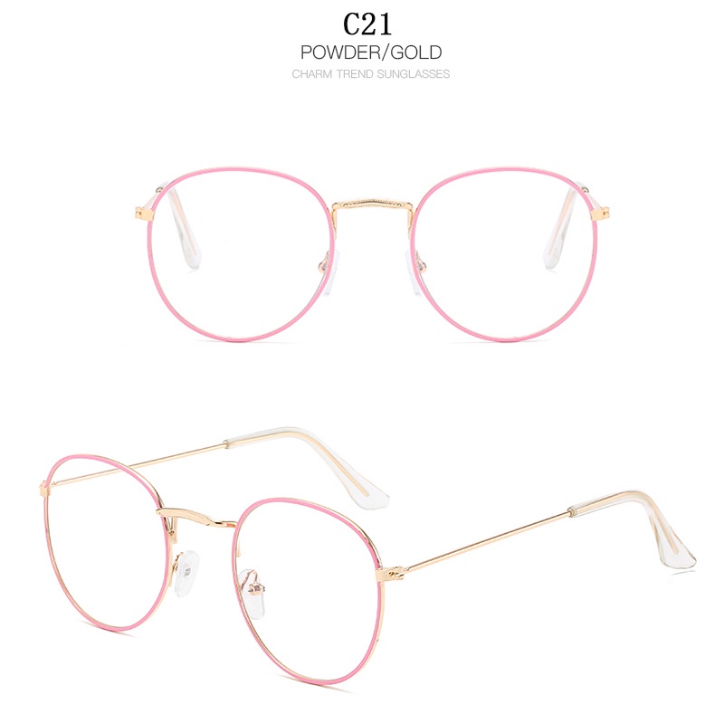 Mắt Kính Gọng Tròn Họa Tiết Kim Loại Phong Cách Hàn Quốc Thời Trang Cho Nam Nữ