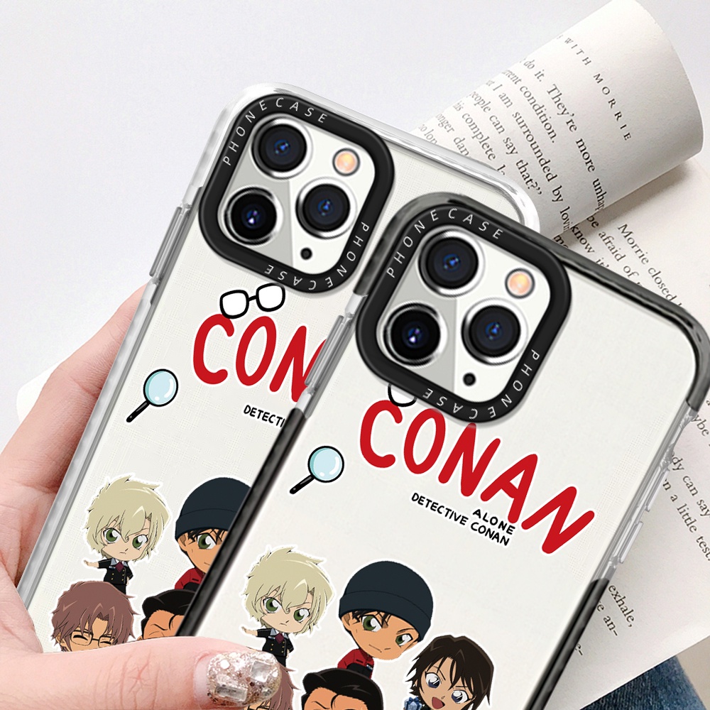 Cartoon Detective Conan Design Phone Case Compatible For iPhone 14 Pro Max 13 12 Mini 11 XR X XS 7 8 Plus Thicken Shockproof Frame Soft Silicone Clear Cover