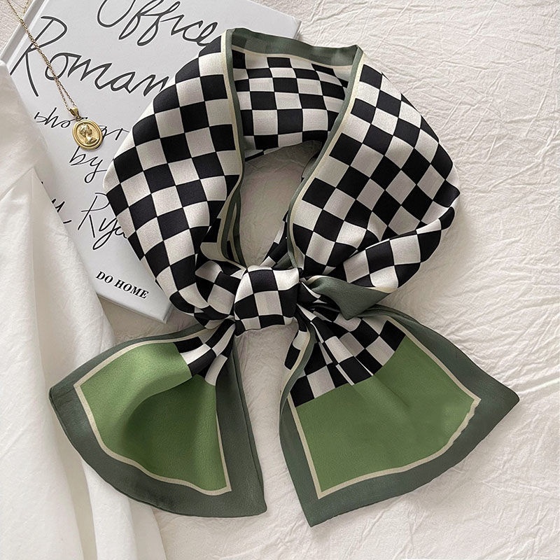 Khăn Quàng Cổ Hai Mặt Bằng Lụa Bóng Kích Thước 120x14