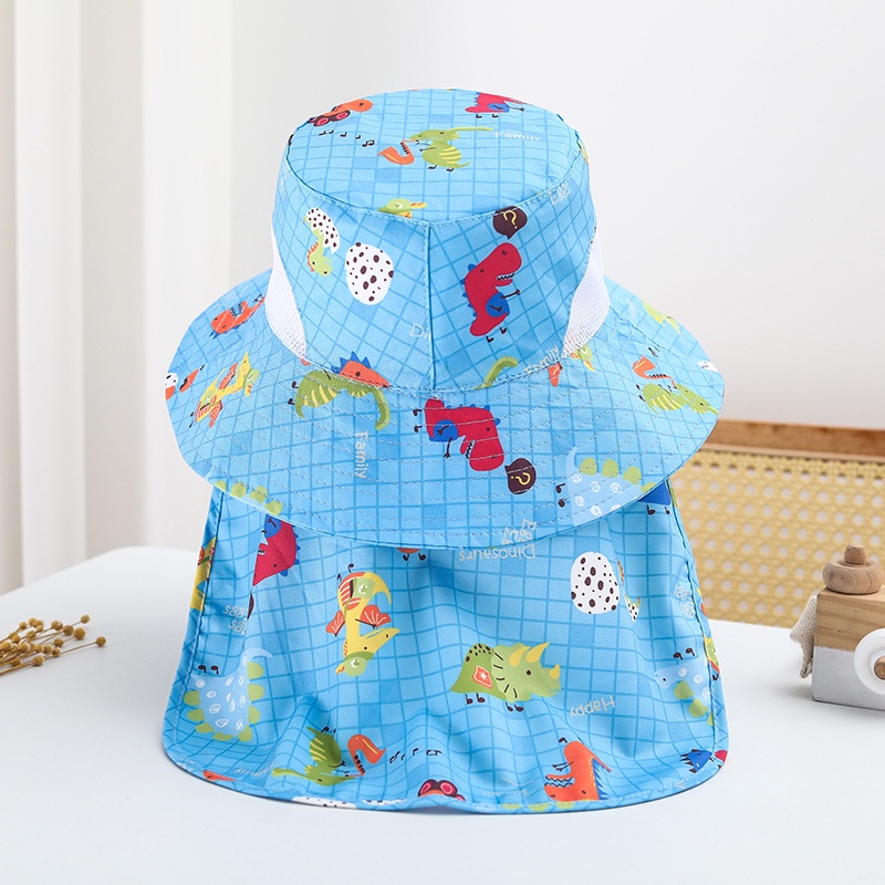 Mũ Chống Nắng Đi Biển Vành Rộng Họa Tiết Khủng Long Hoạt Hình Thời Trang Mùa Hè Cho Bé Trai