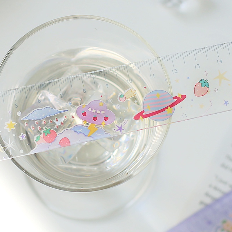 Thước Vẽ Hình Quả Dâu Hoạt Hình 15cm Bằng Acrylic Trong Suốt