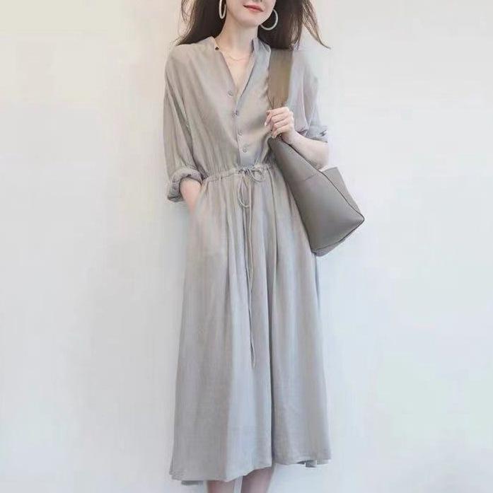 Đầm sơ mi tay lỡ eo chun Xiny D134230