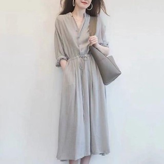 Đầm sơ mi tay lỡ eo chun xiny d134230