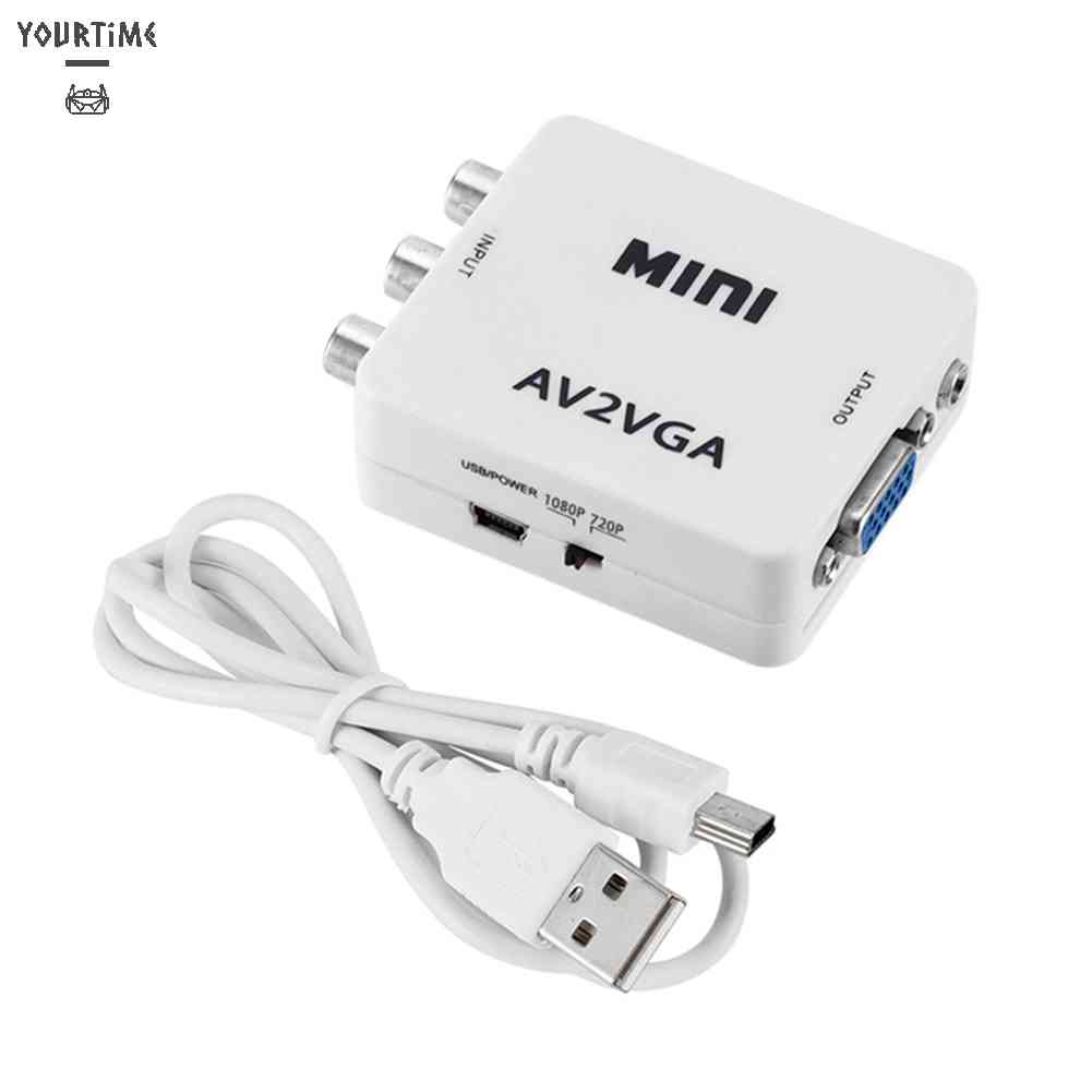 Bộ ChuyểN ĐổI Mini HD AV2VGA AV RCA CVBS Sang VGA Cho HDTV