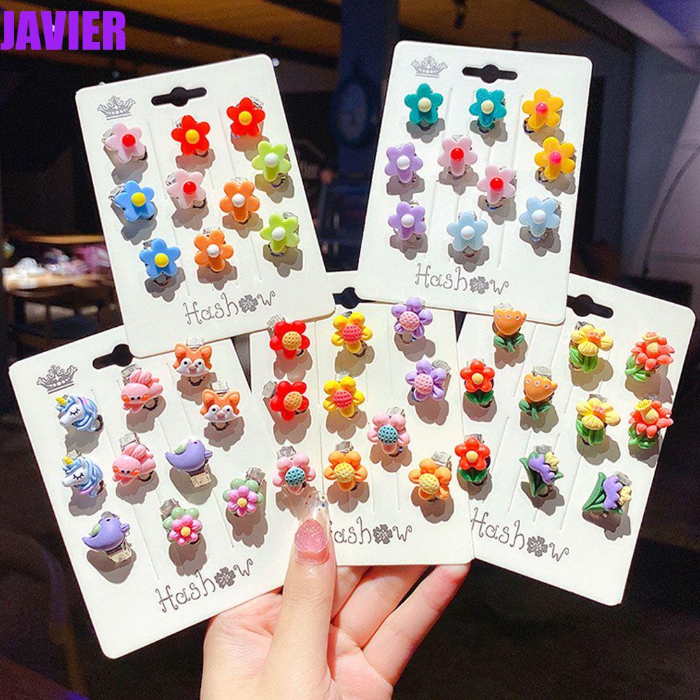 Set 10 bông tai không cần bấm lỗ hình hoạt hình / trái cây dễ thương dành cho bé gái