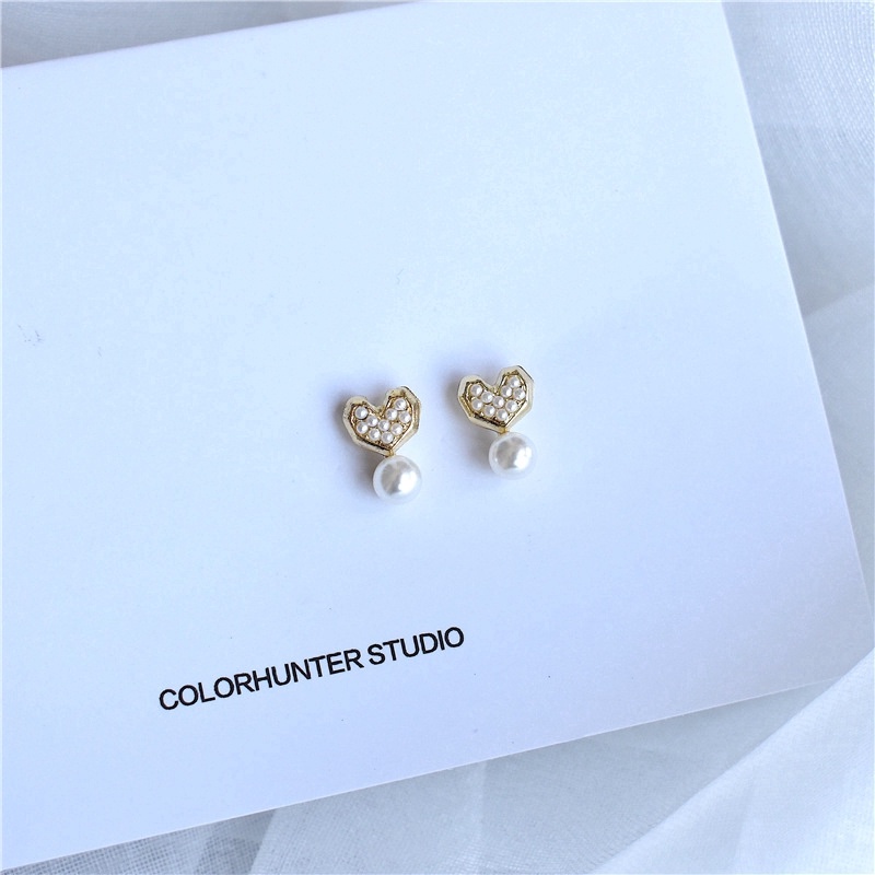 Ahellogirl Hoa tai xỏ khuyên đính hạt ngọc trai mạ vàng thời trang cho nữ