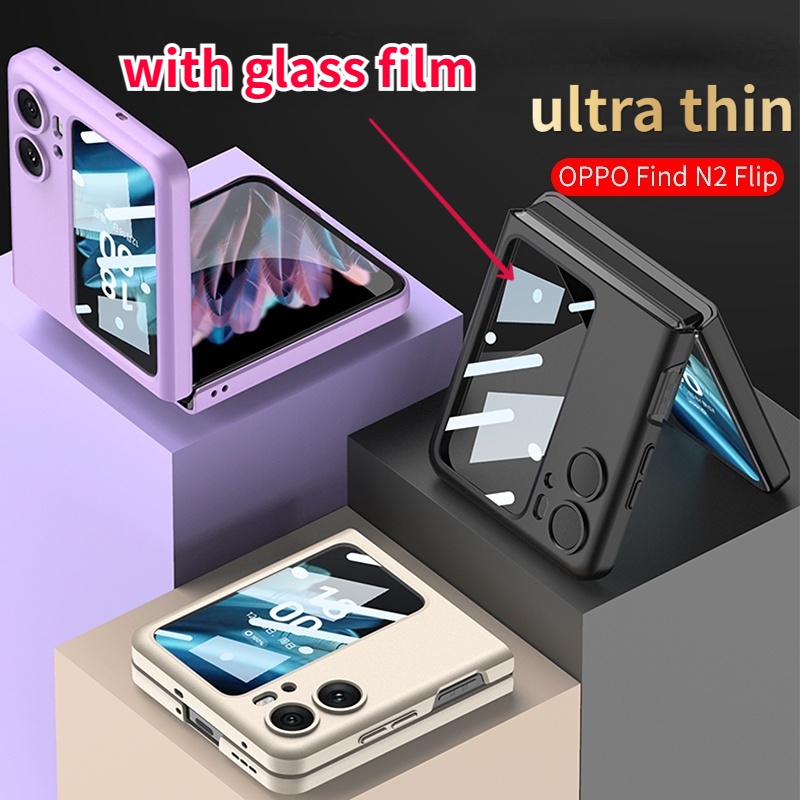 Ốp Điện Thoại Siêu Mỏng Sang Trọng Với Kính Cường Lực Cho OPPO Find N2 Flip 5G
