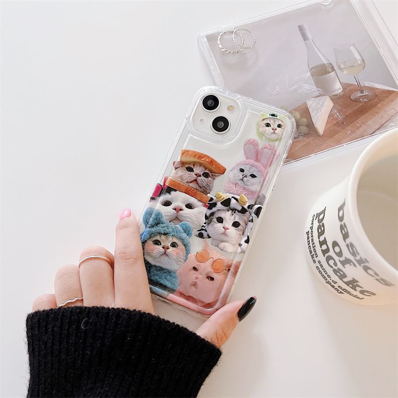Ốp Điện Thoại Silicon TPU Mềm Trong Suốt Chống Sốc In Hình Mèo Cho IPhone 14 13 11 12 Pro XS Max X XR 7 + 8 Plus