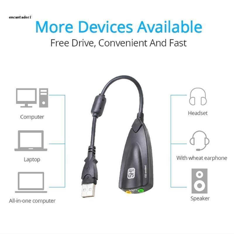 ✿ Thẻ Âm Thanh Ngoài 5HV2 USB Cho Laptop PC Cáp Dài 20cm