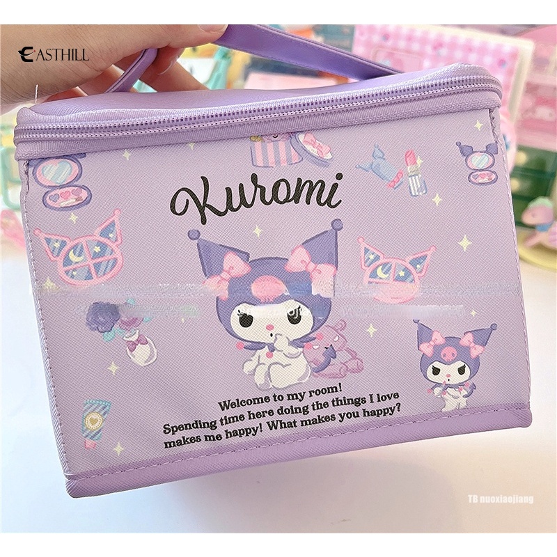 Easthill Sanrios Kuromi Cinnamoroll Túi Đựng Mỹ Phẩm Đa Năng Bằng PU Họa Tiết Hoạt Hình Đáng Yêu Dùng Khi Đi Du Lịch