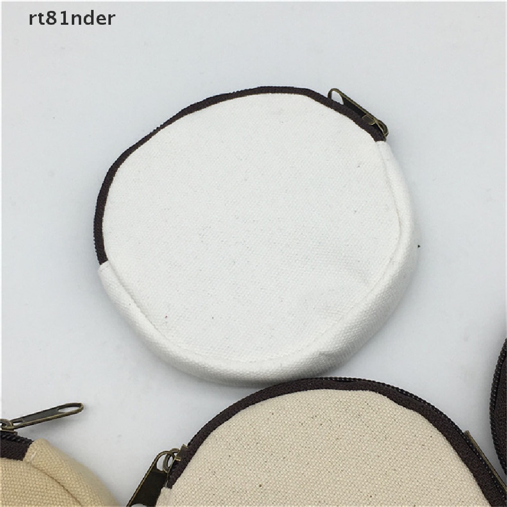 Ví Vải Canvas Hình Tròn Màu Trơn Có Khóa Kéo Dùng Đựng Tiền Xu / Thẻ Tiện Dụng