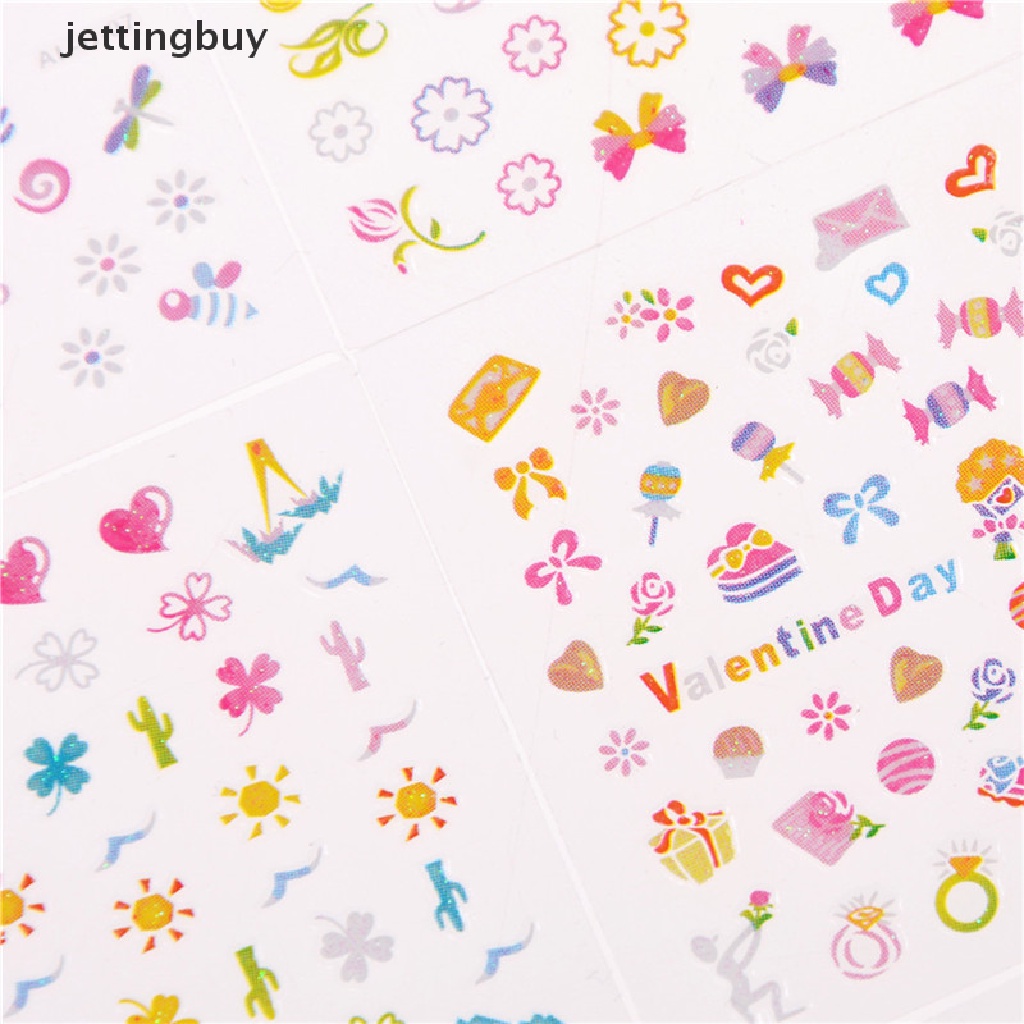 Bộ 5 Tấm Sticker Hoạt Hình Dán Trang Trí Móng Tay An Toàn Cho Bé