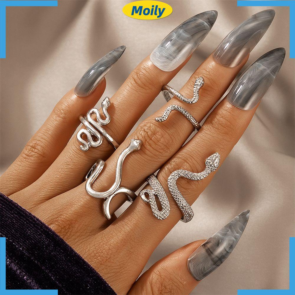 Bộ 4 Nhẫn Hình Rắn Phong Cách Thời Trang Hip Hop Cổ Điển