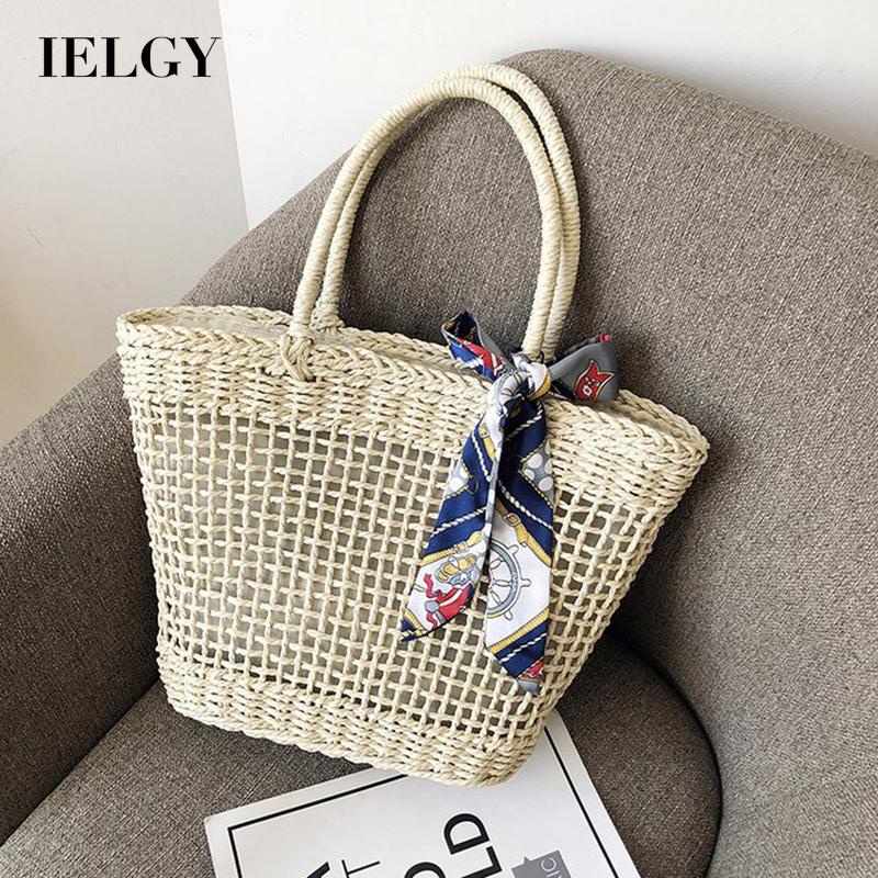 Ielgy Túi Xách Đeo Vai Đan Cói Thông Dụng Cho Nữ