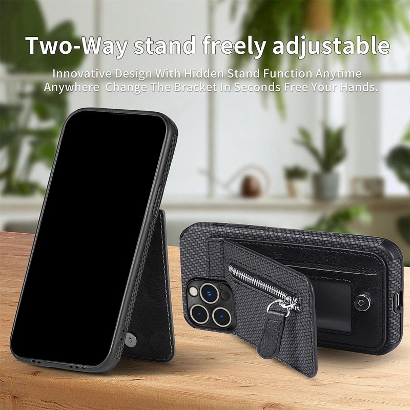 Lật Bao Da Điện Thoại Có Ngăn Đựng Thẻ Và Khóa Kéo Cho iphone 15 14 13 mini pro plus max