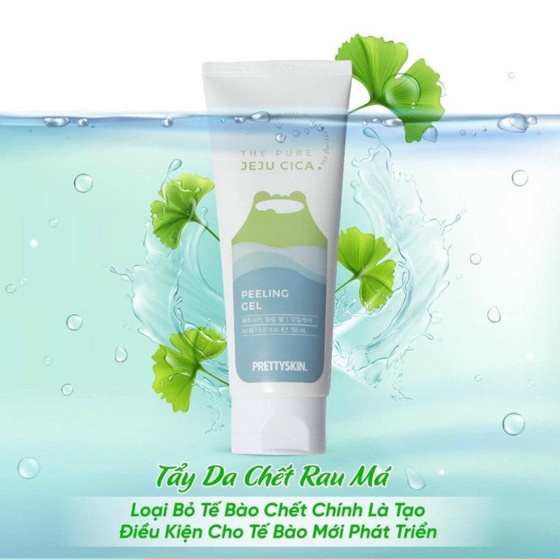 Tẩy Da Chết Làm Sáng Da Giảm Mụn Đầu Đen Rau Má JEJU CICA PrettySkin 150ml