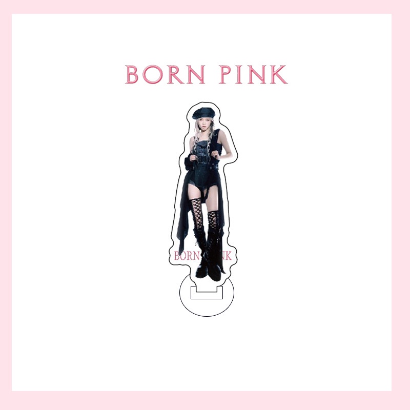 Bảng Hiệu Bằng Acrylic Màu Đen Hồng Kèm Giá Đỡ In Chữ Blackpink BORN Pink Album JENNIE LISA ROSE JISOO