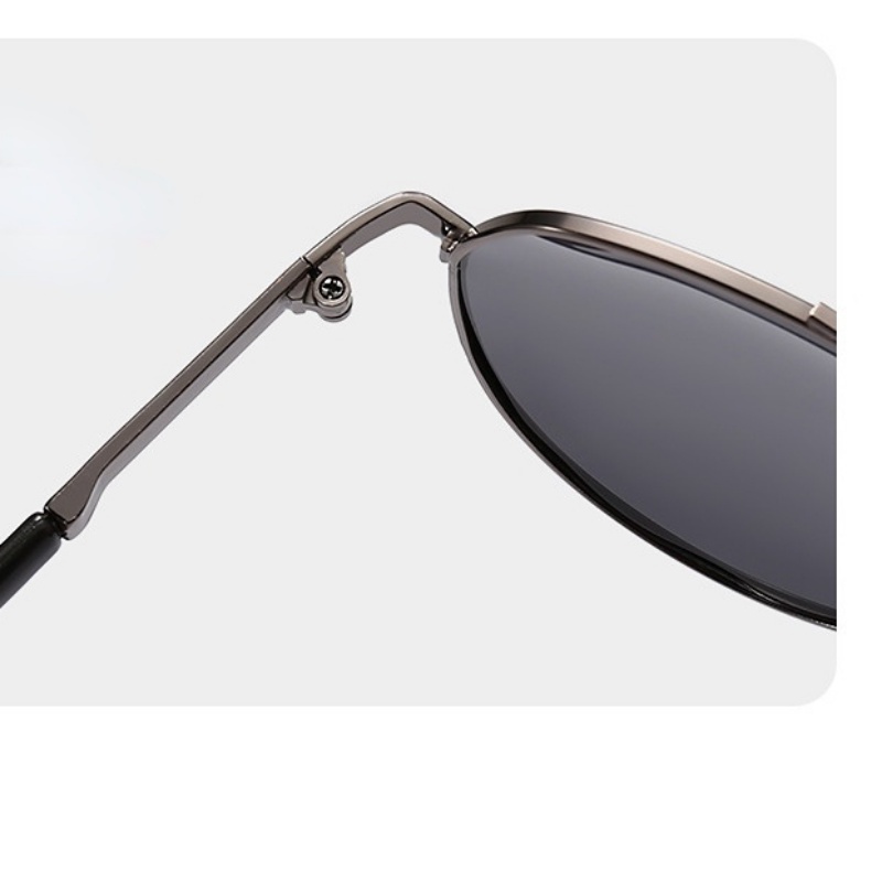 Kính Mát Phân Cực Gọng Kim Loại Tròng Đôi Màu Đen Thời Trang Mùa Hè Cho Nam