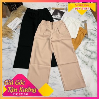 Quần ống rộng nữ, ống suông culottes dáng dài 2 khuy chất vải vitex cao cấp nhiều màu
