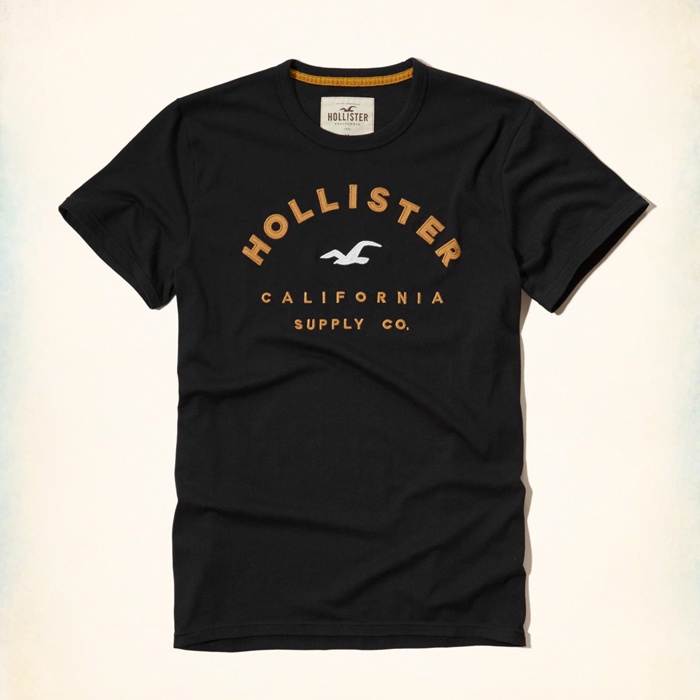 Áo Thun Tay Ngắn Cổ Tròn Màu Trơn In Logo Hollister Thời Trang Cá Tính Cho Nam