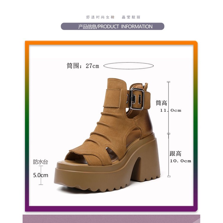 Giày Sandal Cao Gót 10cm Đế Dày Hở Mũi Phong Cách Roman