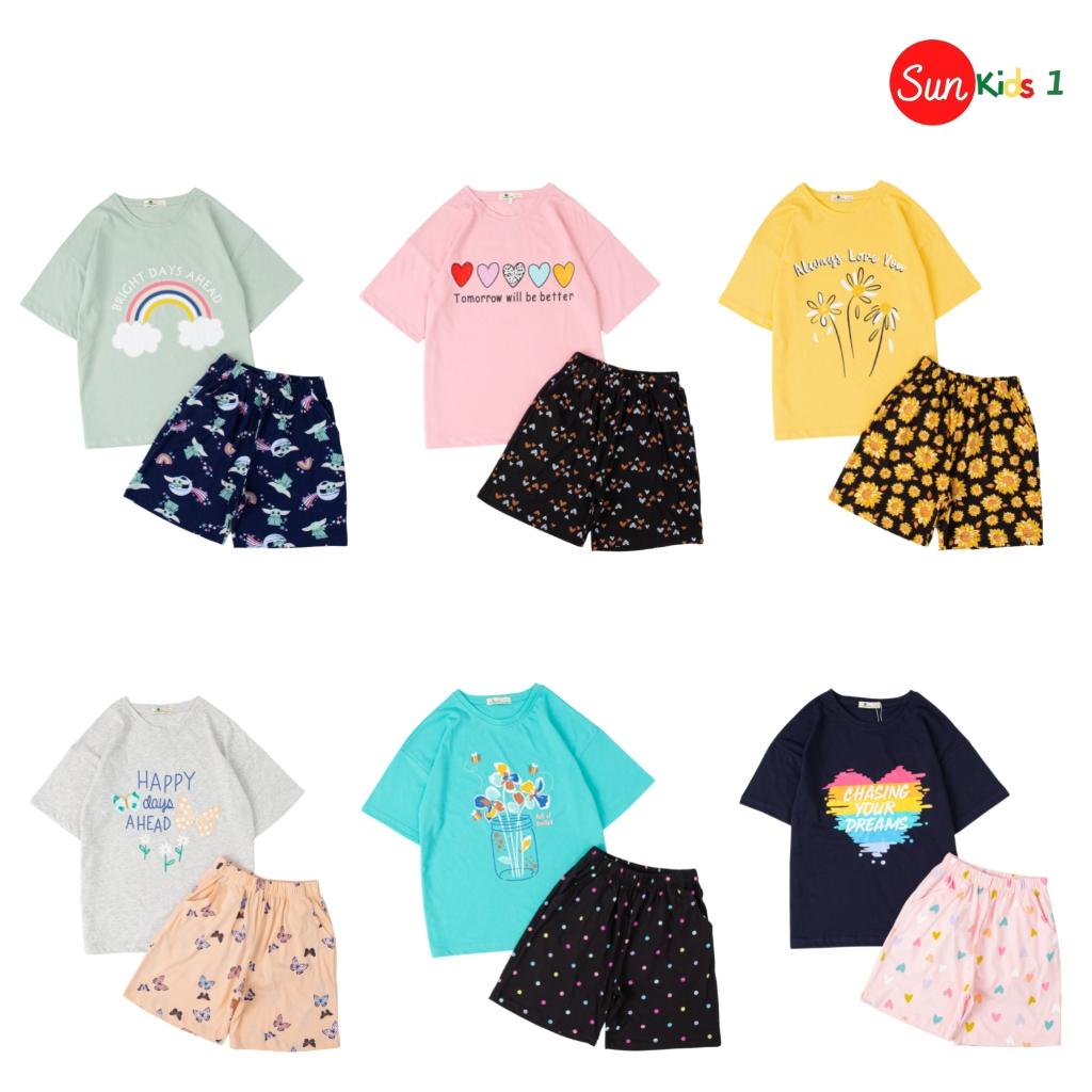 Đồ bộ thun bé gái, đồ bộ trẻ em chất cotton, có nhiều màu, size 8-18 tuổi - SUNKIDS1