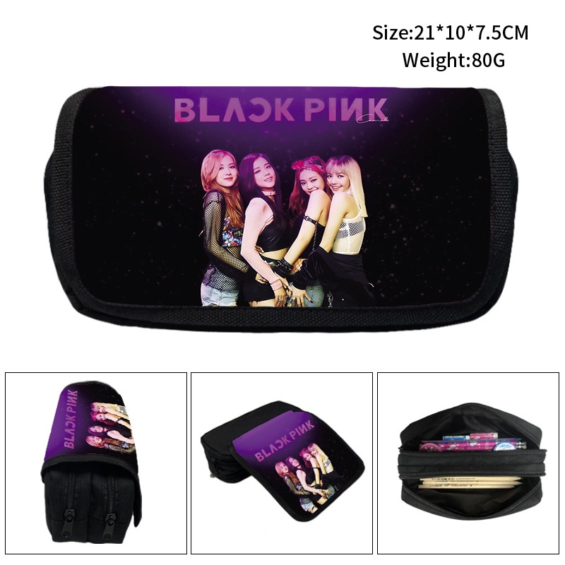 Túi Đựng Bút Nhiều Ngăn Sức Chứa Lớn Hình Vuông In Hình Lisa Kim Ji-soo Ngôi Sao Blackpink Hàn Quốc Cho Học Sinh