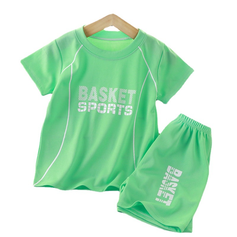 Bộ Quần Áo Thể Thao Tay Ngắn 90-160CM In Chữ Phong Cách Hàn Quốc Thời Trang Mùa Hè Cho Bé Trai Và Gái