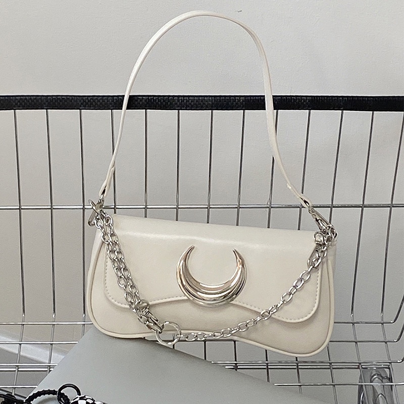 Túi Đeo Vai IELGY niche Màu Đen Khóa Mặt Trăng Thời Trang Cao Cấp Cho Nữ