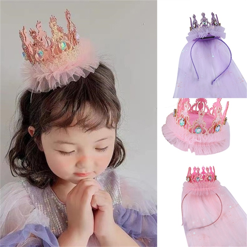 Vương Miện Công Chúa Có Mạng Che Mặt Cho Bé Gái