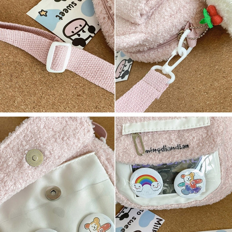 Túi Đeo Chéo Lông Xù Dễ Thương Dành Cho Nữ