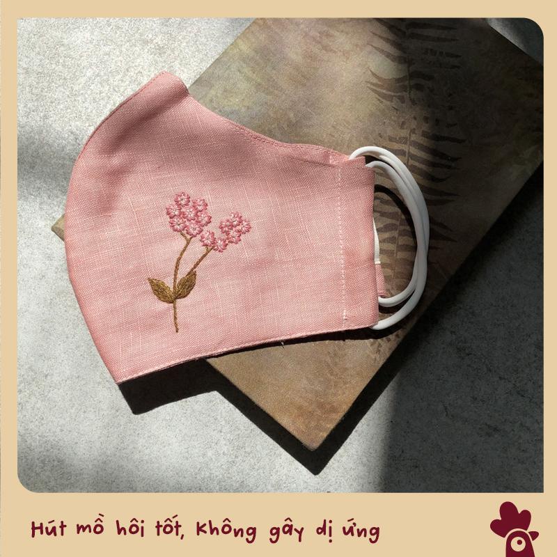Khẩu Trang Linen Premium 2 Lớp Thêu Tay Thủ Công