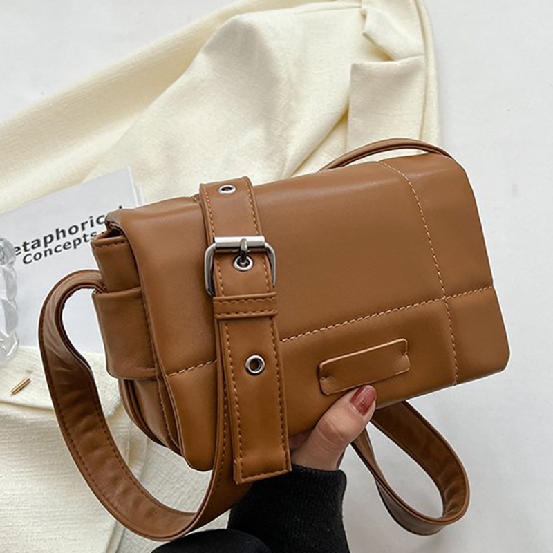 Túi Đeo Chéo Hình Vuông Nhỏ Màu Trơn Phong Cách Phương Tây Đơn Giản Cho Nữ