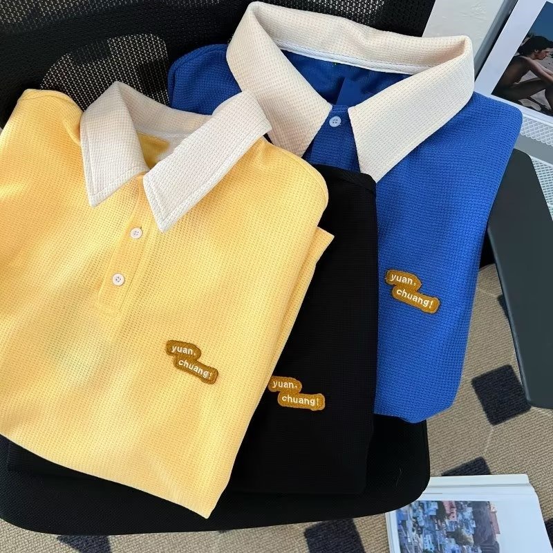 Áo Thun polo Ngắn Tay Form Rộng Màu Sắc Thời Trang Dành Cho Nam