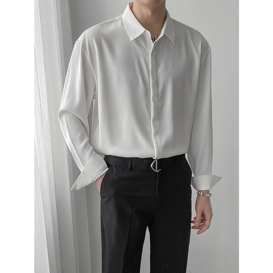 Áo Sơ Mi Nam Dài Tay Dáng Rộng Màu Sắc Thanh Lịch