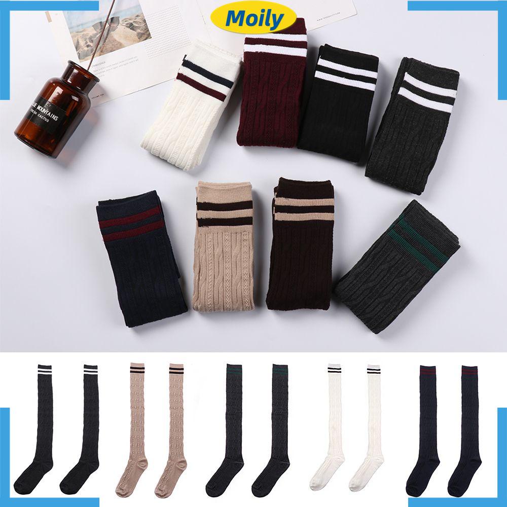Vớ Cotton Dài Qua Gối Kẻ Sọc Nhiều Màu Thời Trang Cho Nữ