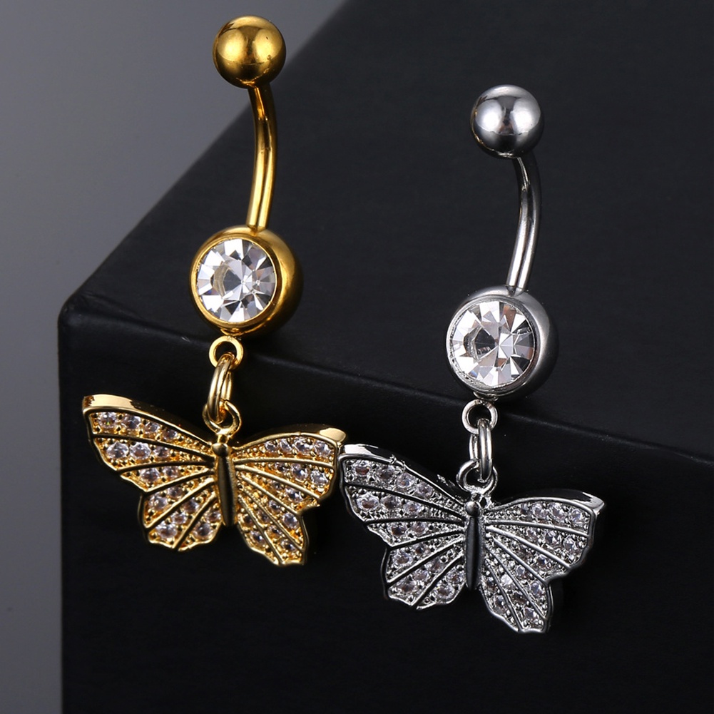 1pc Khuyên Rốn Hình Bướm Đính Đá Tinh Tế Thời Trang Dễ Phối Đồ