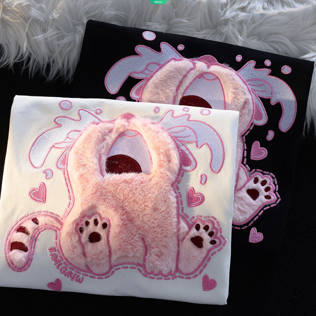 Áo Thun Tay Ngắn Thêu Họa Tiết Hoạt Hình Dễ Thương Thời Trang Mùa Hè Cho Nam Và Nữ