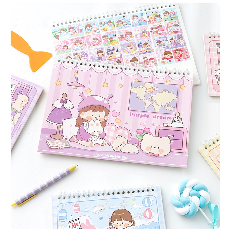 Sổ chiết sticker, washi tape Cute Girl size A5