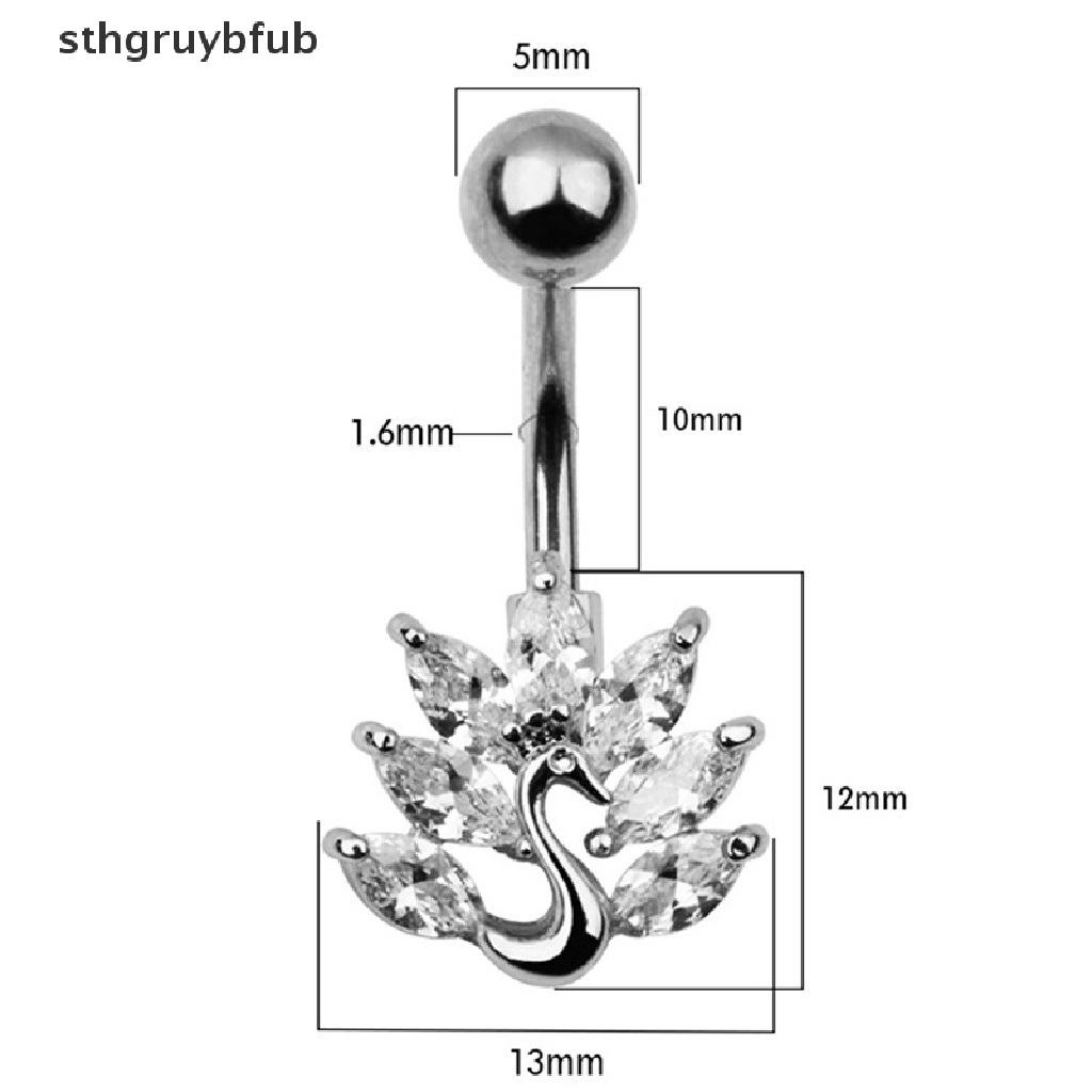 Khuyên RốN HìNh Đuôi Công ĐíNh Đá BằNg ThéP Không Gỉ