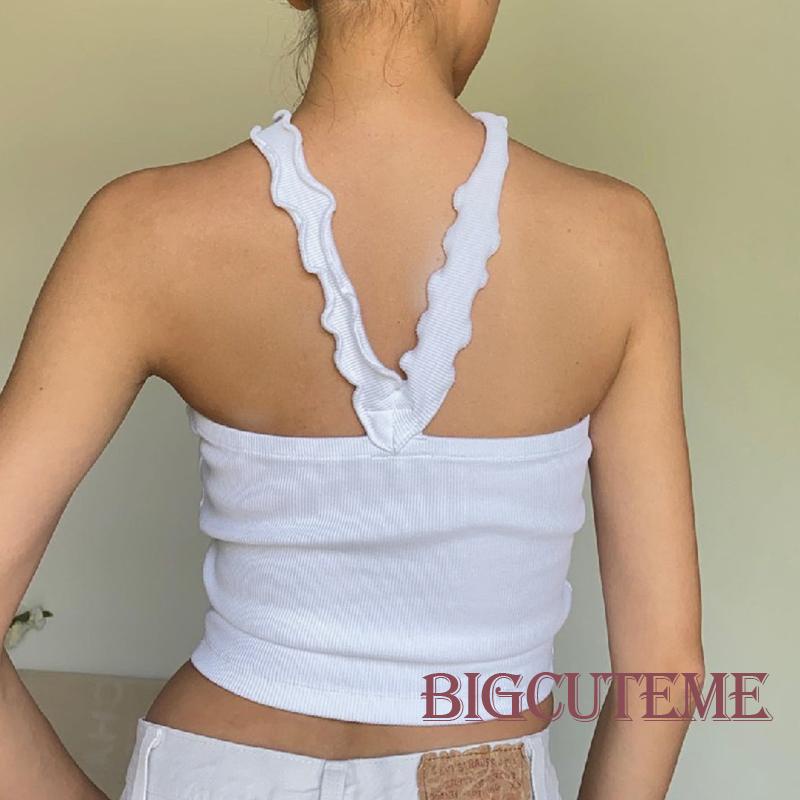 Áo Crop Top Hai Dây Cổ Thuyền Màu Trơn In Họa Tiết Hoa Thời Trang Cho Nữ