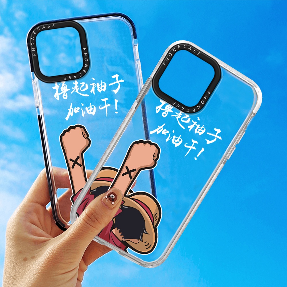 Cute One Piece Luffy Design Phone Case Compatible For iPhone 14 13 12 Mini 11 Pro Max XR X XS 7 8 Plus Thicken Shockproof Frame Soft Silicone Clear Cover