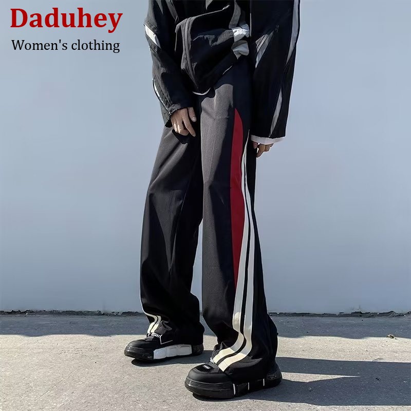 Quần dài chạy bộ cao cấp thấm hút mồ hôi khâu sọc phong cách hip hop Âu Mỹ mới 2023