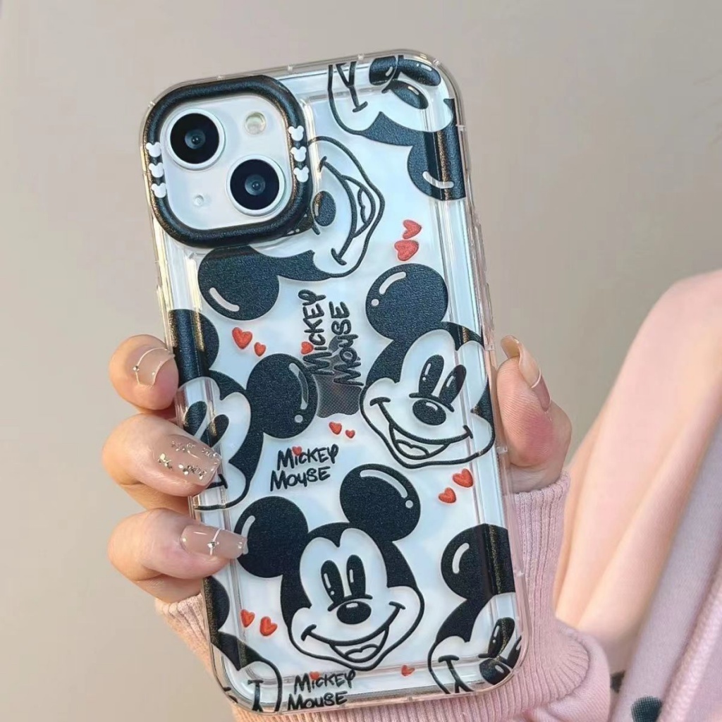 ✅Ốp Điện Thoại Túi Khí Mềm Màu Trong Suốt Hình Chuột Mickey iPhone 14 13promax 11 12 XR XS J2LR