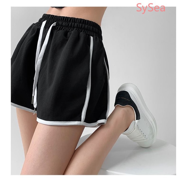 Quần Short Thể Thao Lưng Cao Kiểu Dây Rút Plus Size Cho Nữ