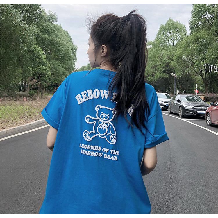 Áo thun nữ form rộng in Gấu chữ nổi chất liệu 100% cotton thoáng mát MS6710