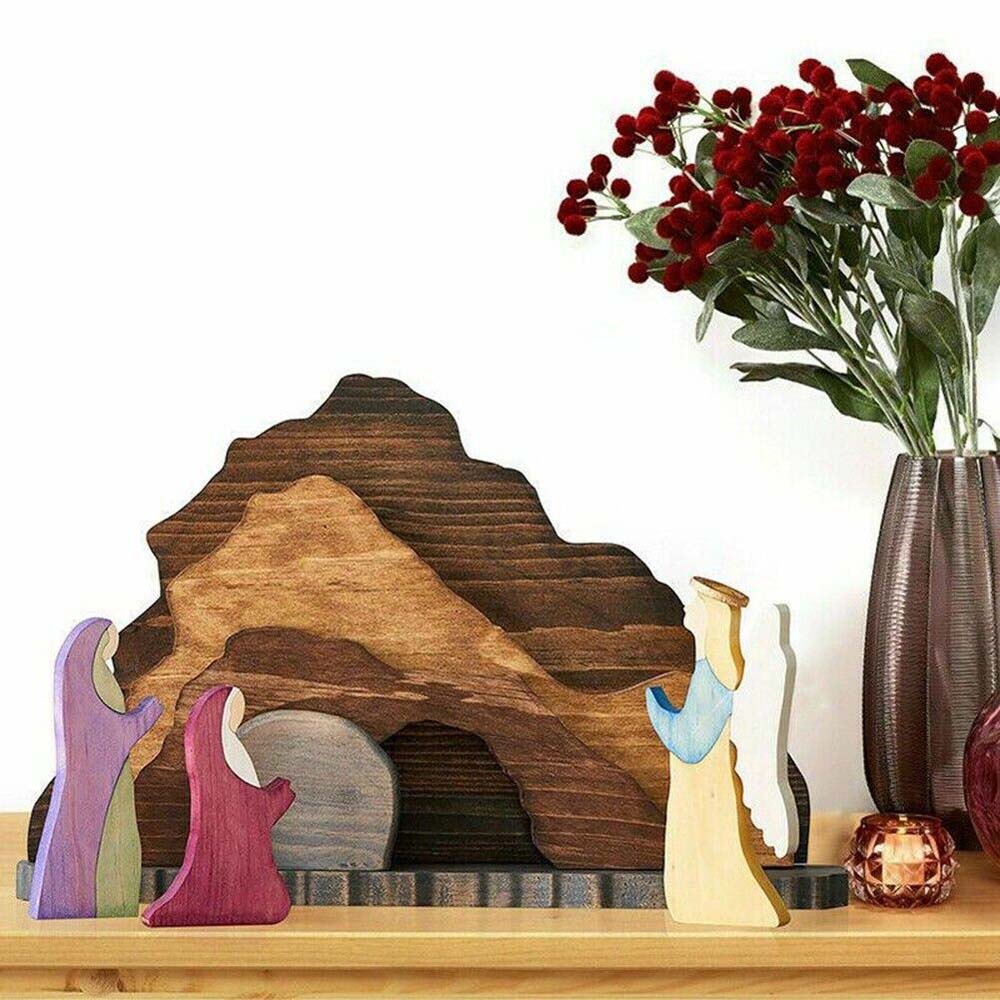 Easter Wooden Nativity Resurrection Scene Wooden Decor Cross Home Ornament